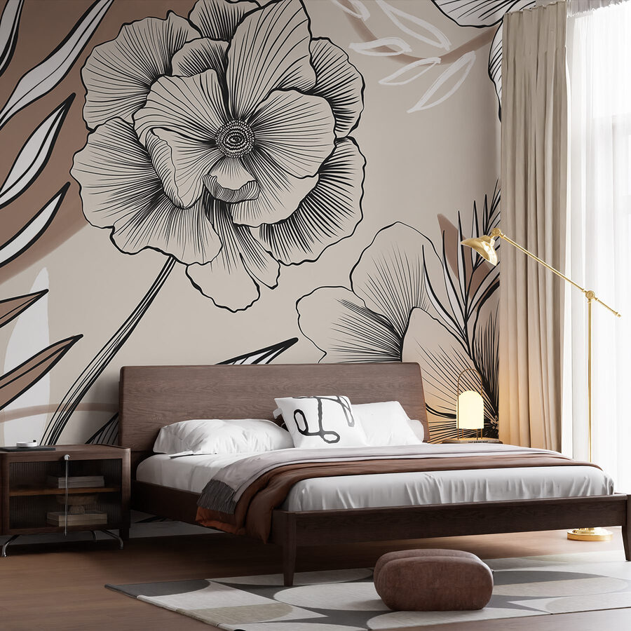 Desenho artístico de linhas florais.