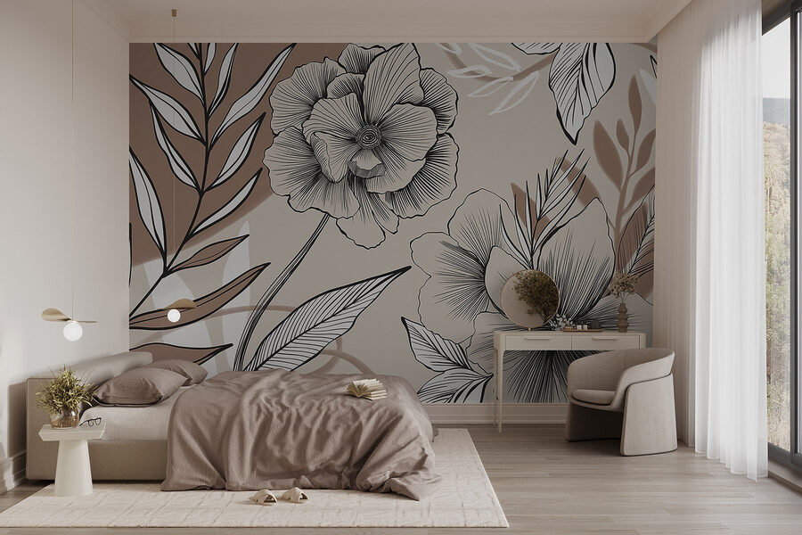 Desenho artístico de linhas florais.