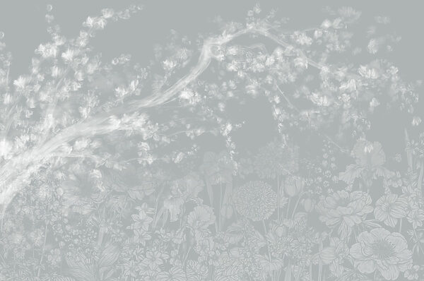 Padrão floral branco e cinzento Padrão floral branco e cinzento