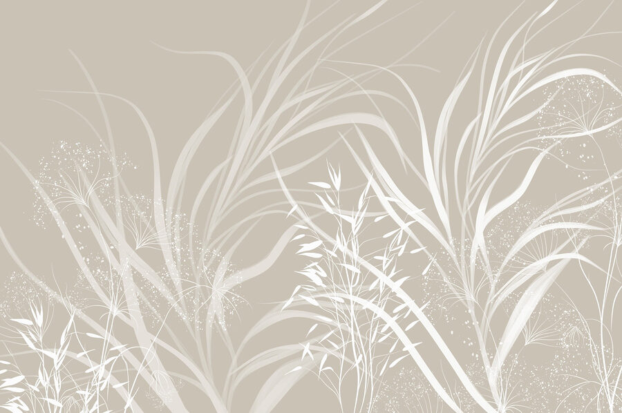Desenho floral branco sobre um fundo cinzento