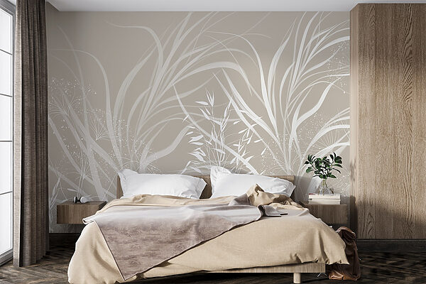 Desenho floral branco sobre um fundo cinzento Desenho floral branco sobre um fundo cinzento