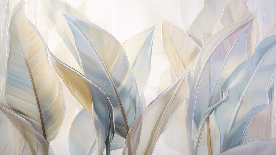 Folhas elegantes em tons suaves.