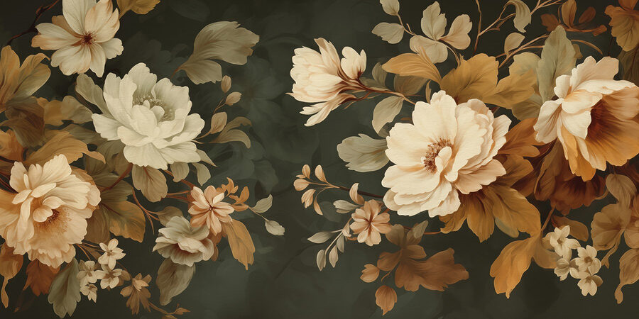Arranjo floral elegante num fundo escuro