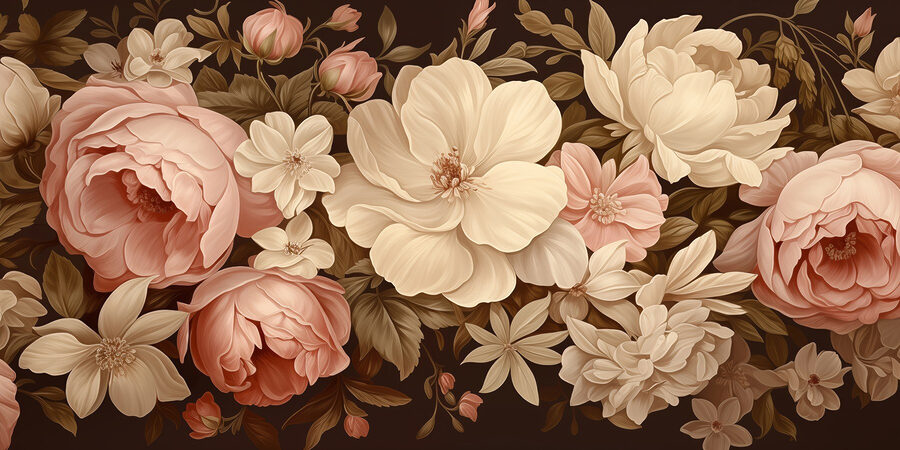 Flores exuberantes em tons pastel suaves
