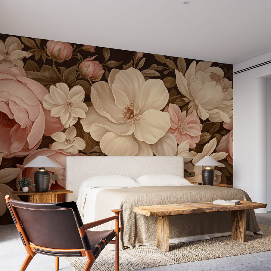 Flores exuberantes em tons pastel suaves