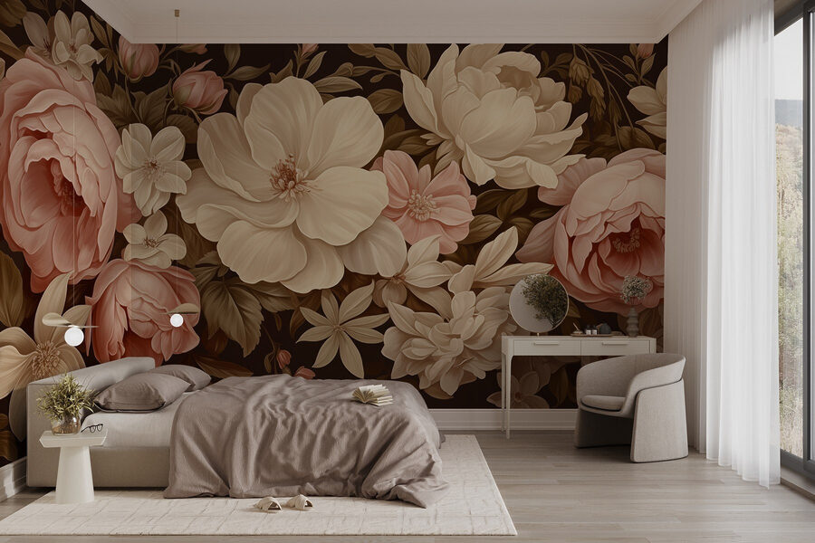 Flores exuberantes em tons pastel suaves