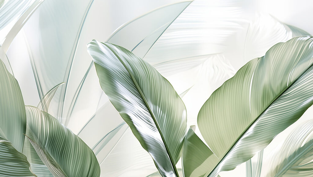 Folhas verdes naturais sob uma luz suave Folhas verdes naturais sob uma luz suave
