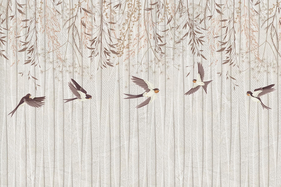 Papel de parede com pássaros a voar