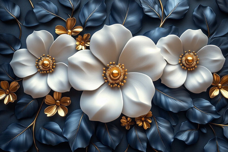 Papel de parede Arranjo floral elegante sobre fundo texturado - Image 6