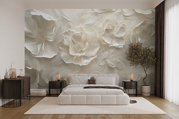 Papel de parede de flores brancas Papel de parede de flores brancas