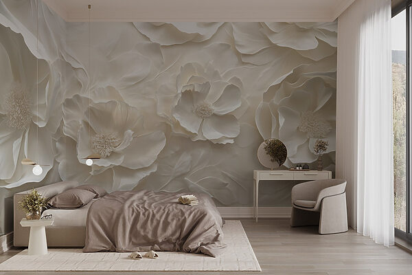 Papel de parede de flores brancas Papel de parede de flores brancas