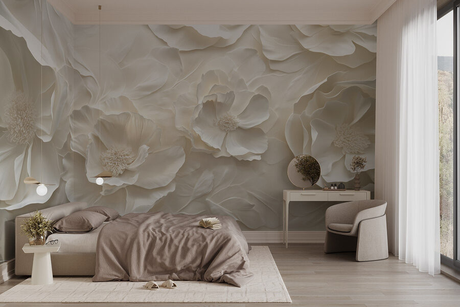 Papel de parede de flores brancas Papel de parede de flores brancas