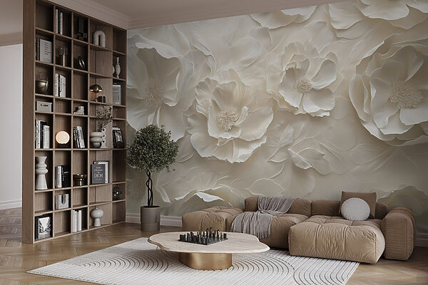 Papel de parede de flores brancas Papel de parede de flores brancas