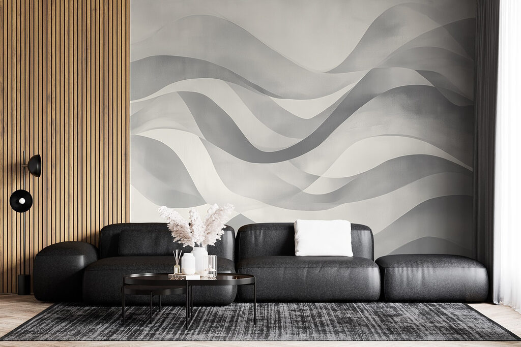 Grey and white background with wavy lines Grey and white background with wavy lines