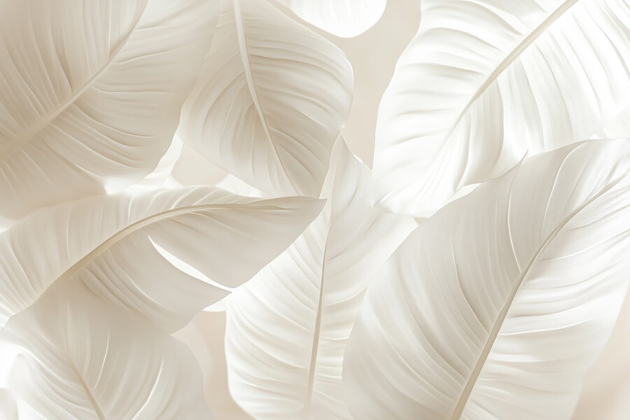 Folhas delicadas em tons suaves.