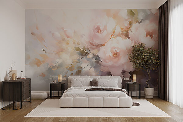 Pintura de flores sobre uma superfície branca Pintura de flores sobre uma superfície branca