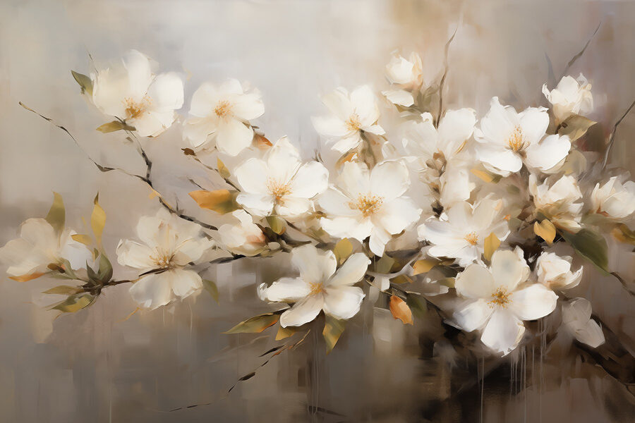 Pintura de flores brancas