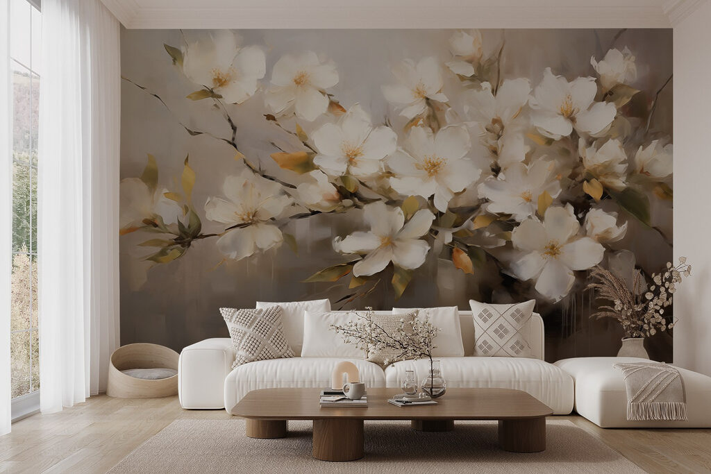 Painting of white flowers Painting of white flowers