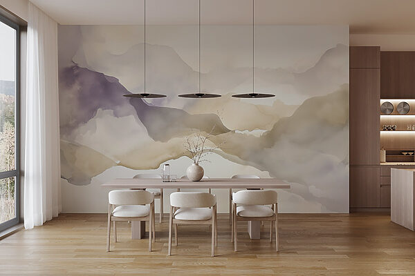 Watercolor painting of mountains