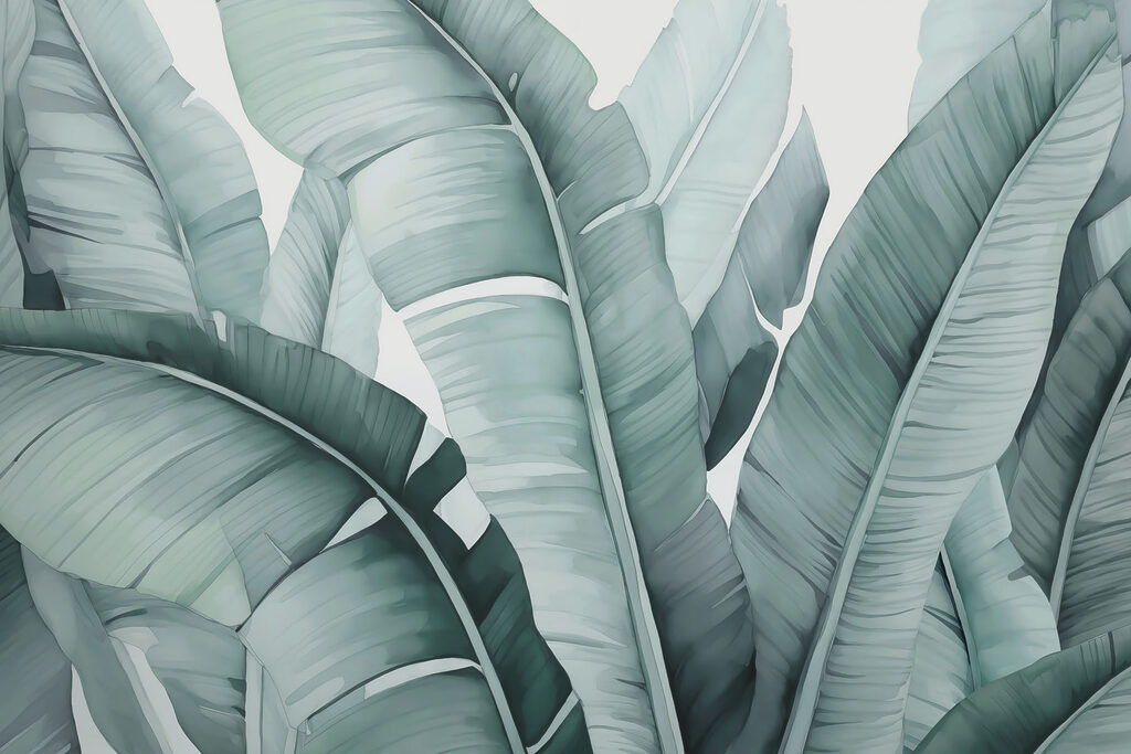 Lush green leaves in soft hues