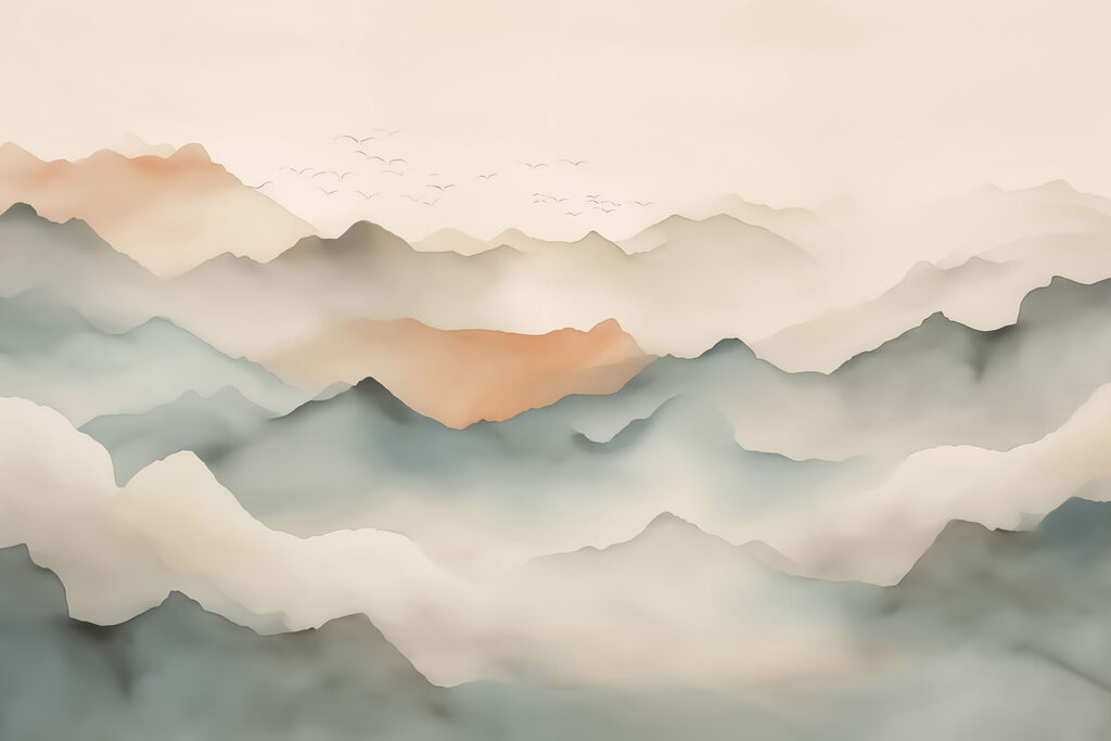 Paisagem de montanhas com nuvens Paisagem de montanhas com nuvens