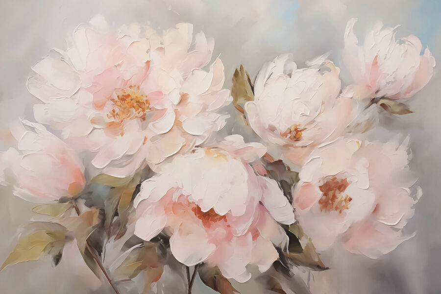 Pintura de flores sobre uma superfície branca