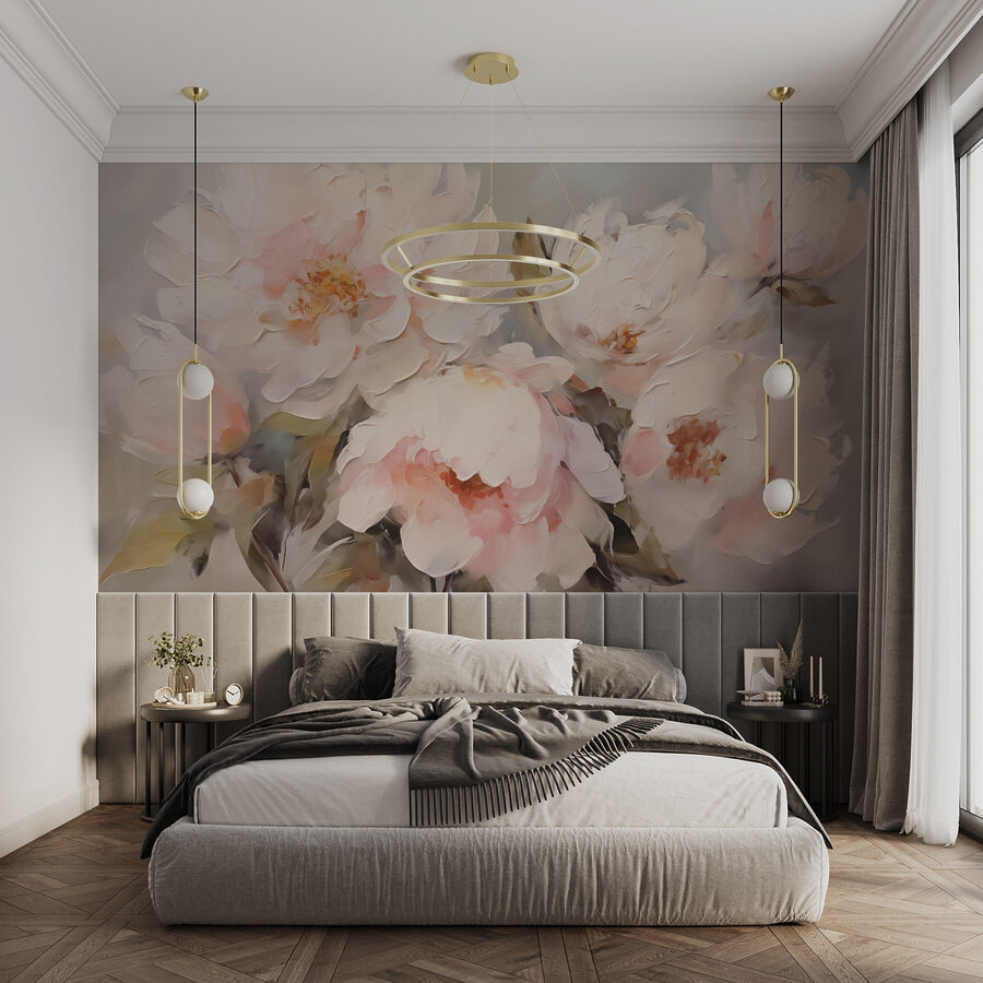 Pintura de flores sobre uma superfície branca