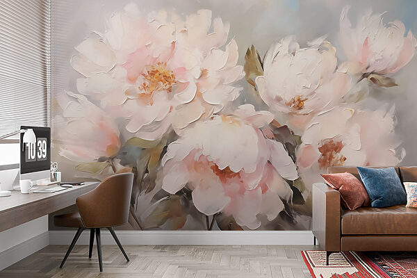 Pintura de flores sobre uma superfície branca Pintura de flores sobre uma superfície branca