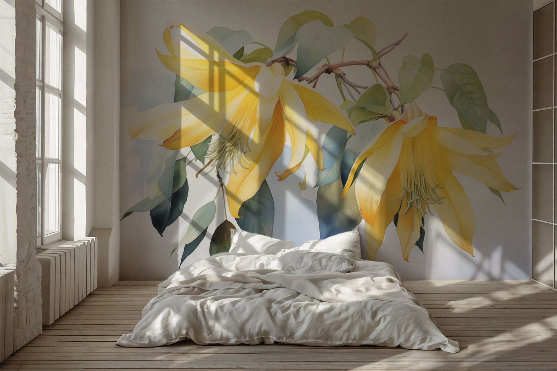 Yellow flowers on a branch Yellow flowers on a branch