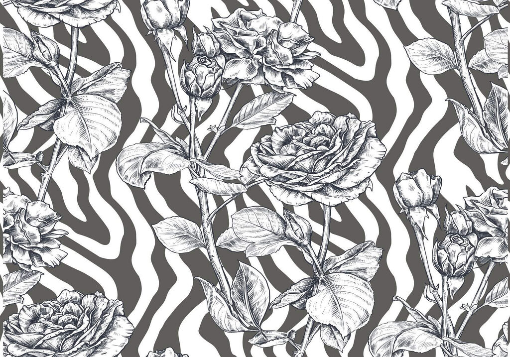 Desenho a preto e branco de rosas Desenho a preto e branco de rosas
