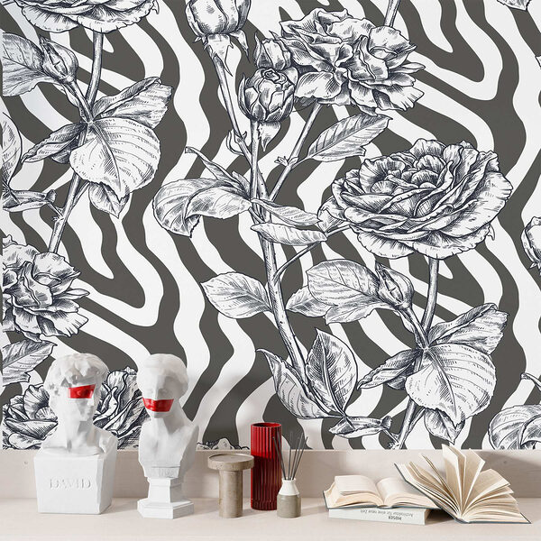 Desenho a preto e branco de rosas Desenho a preto e branco de rosas