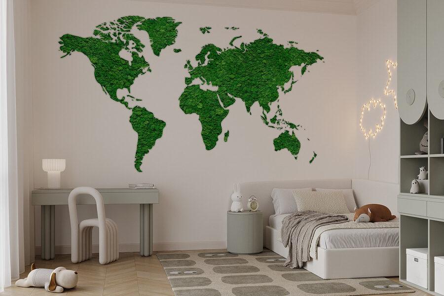 Mapa do mundo feito de plantas verdes