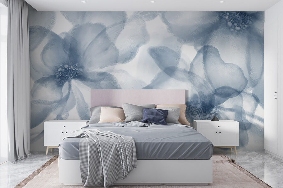 Papel de parede Grupo de flores sobre um fundo branco