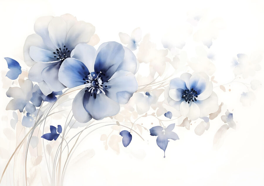 Pintura de flores sobre um fundo branco Pintura de flores sobre um fundo branco