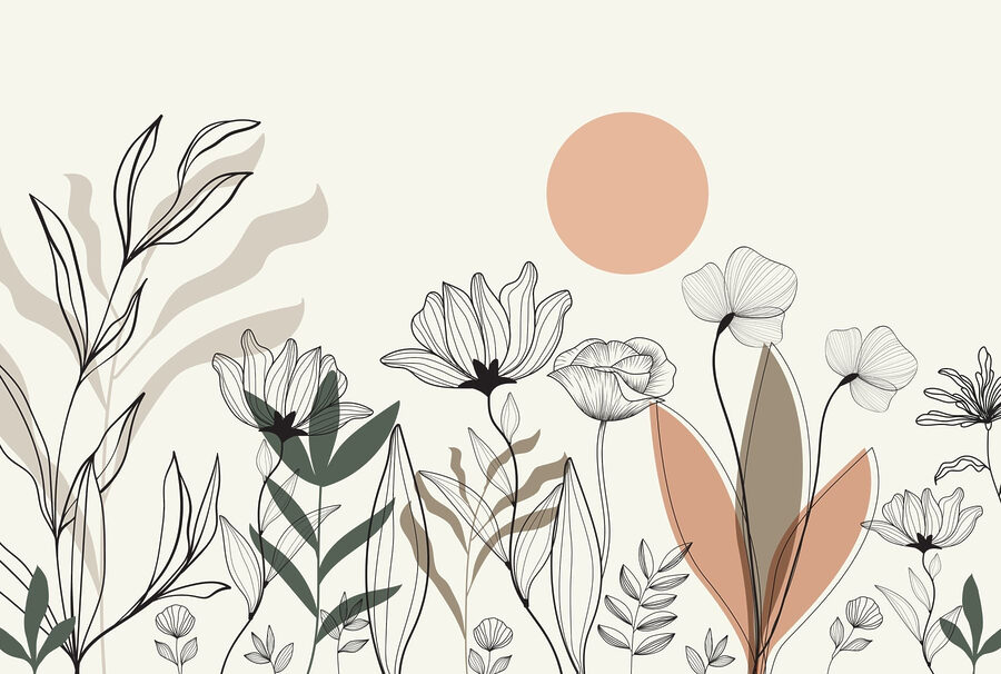 Desenho de flores e folhas
