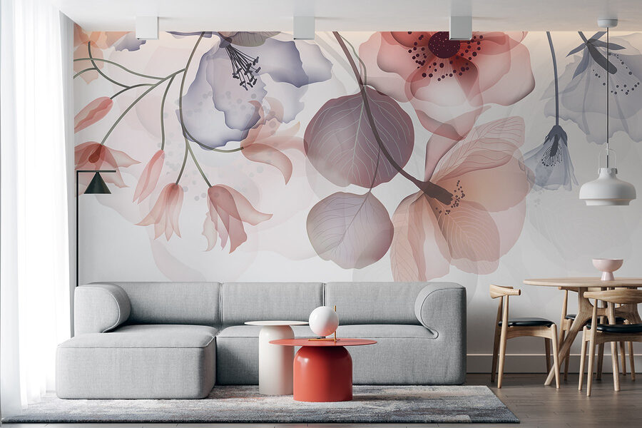 Desenho floral delicado com tons suaves