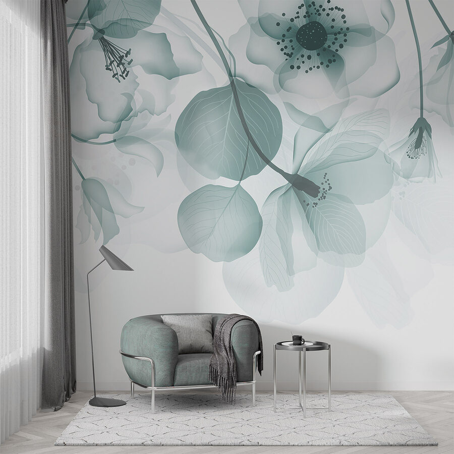 Flores transparentes com folhas