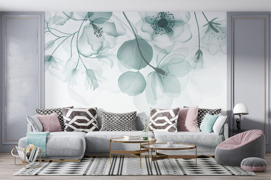 Flores transparentes com folhas