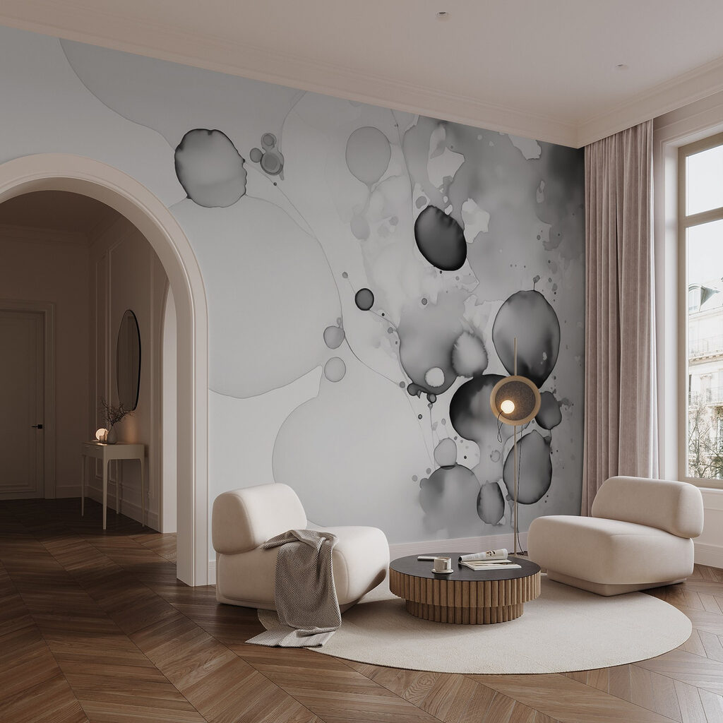 Fluid black and white abstract art