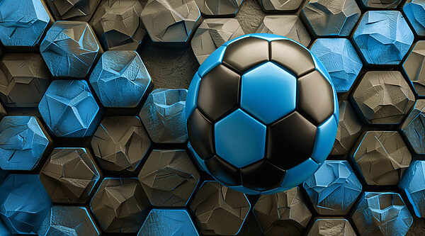 Bola de futebol azul e preta Bola de futebol azul e preta