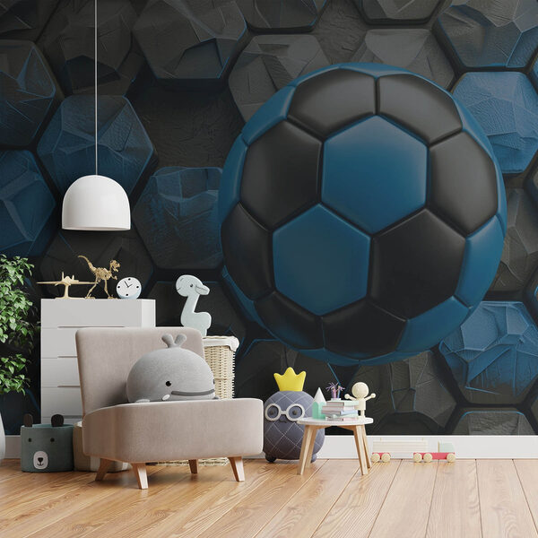 Bola de futebol azul e preta Bola de futebol azul e preta