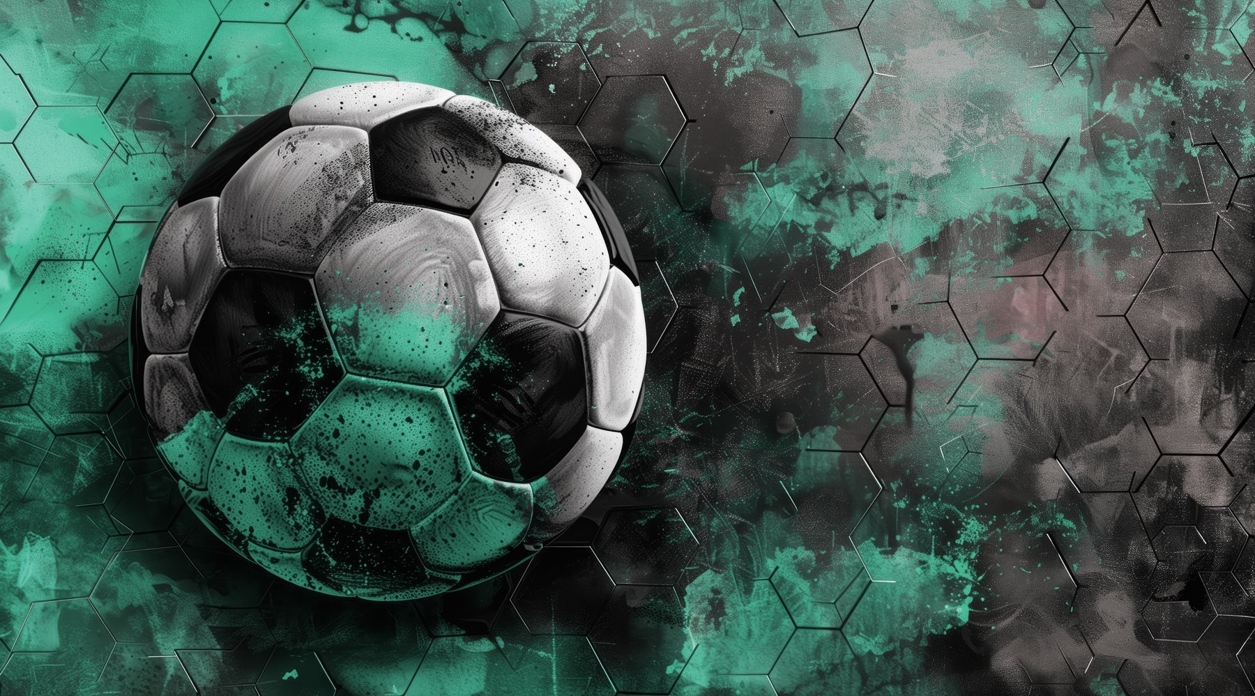 Football ball on a green and black background Football ball on a green and black background