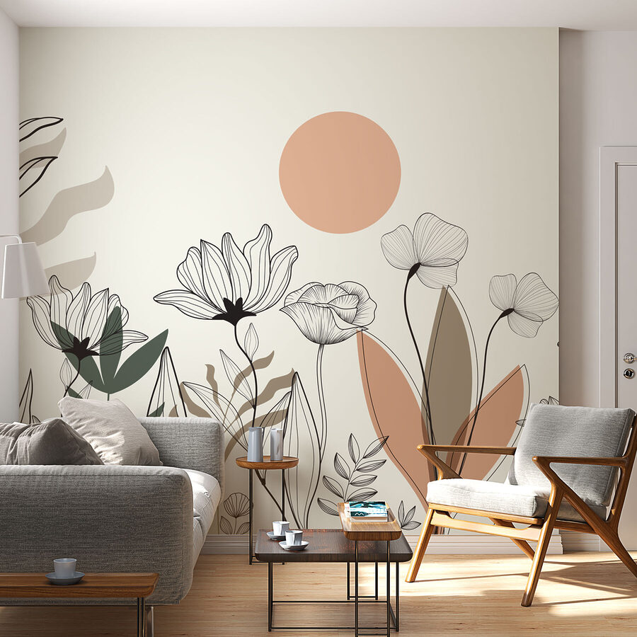Desenho de flores e folhas