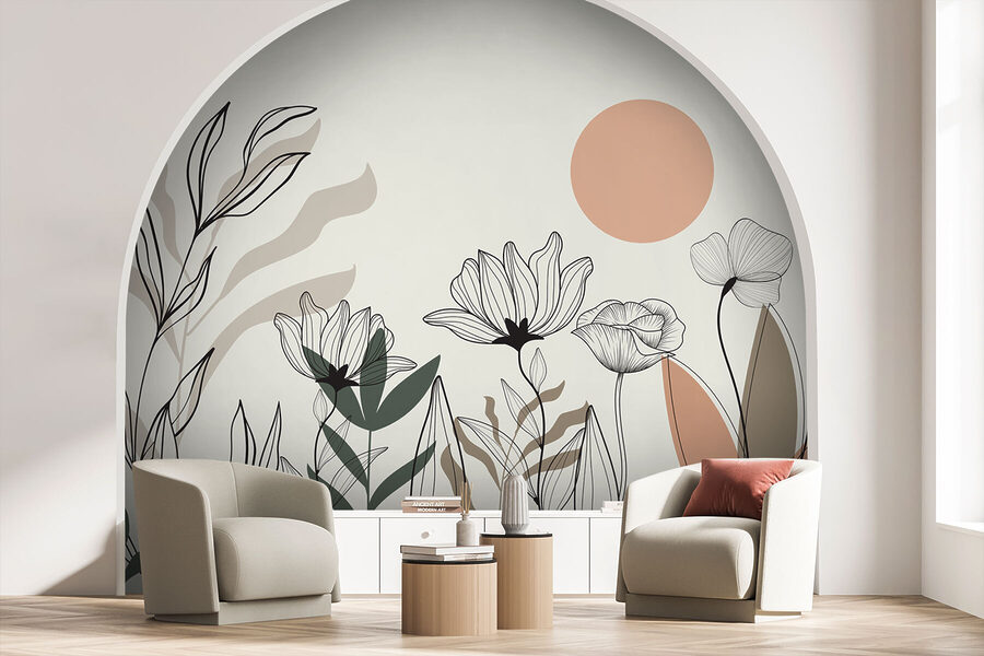 Desenho de flores e folhas