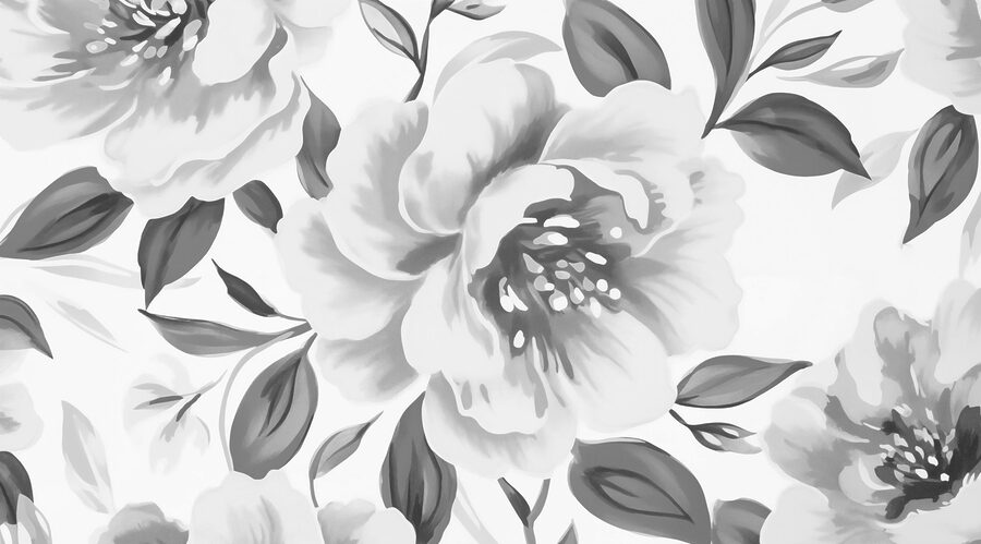 Padrões florais em tons monocromáticos