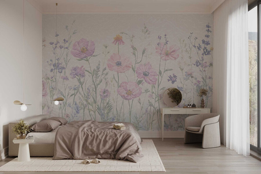 Flores delicadas em tons pastel suaves