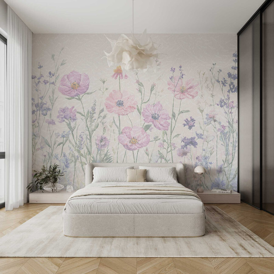 Flores delicadas em tons pastel suaves