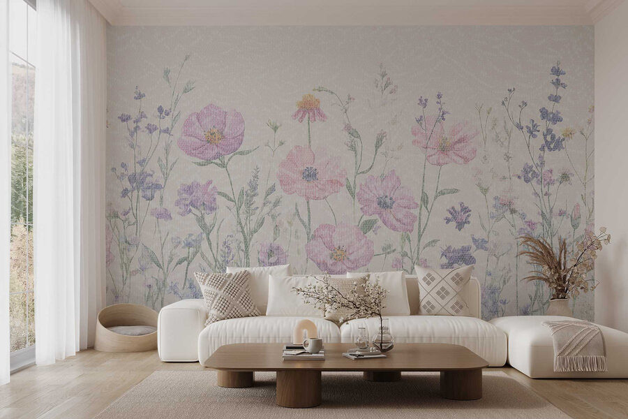 Flores delicadas em tons pastel suaves