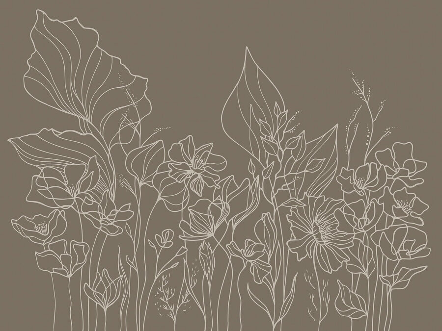 Desenho de linhas de flores