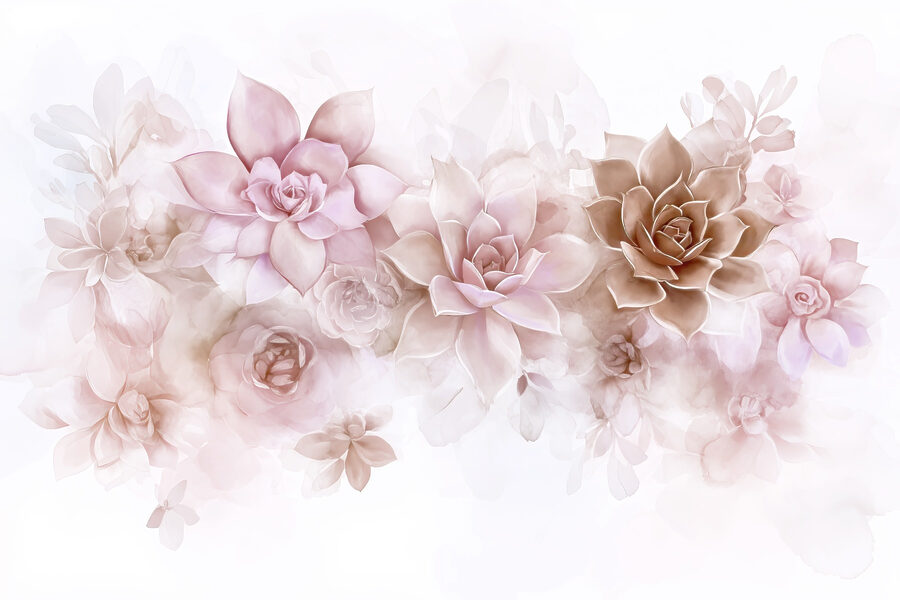 Grupo de flores sobre um fundo branco